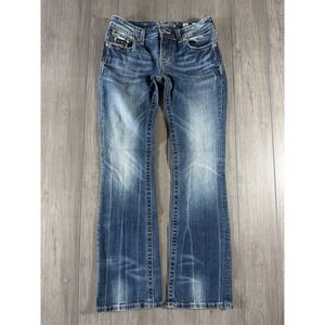 Miss Me Bootcut Jeans JP6063BV Blue Embellished Flap Pocket Size 28